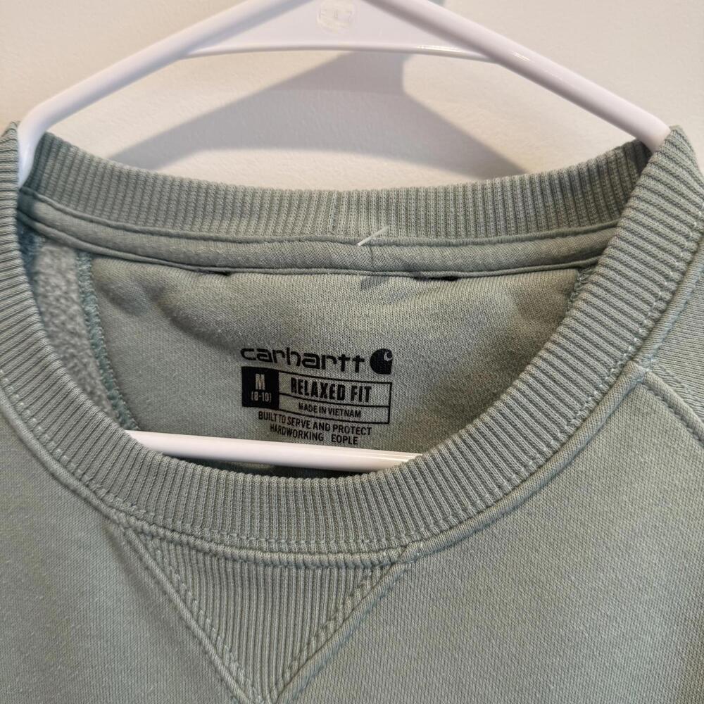 Carhartt Women's Crewneck Sweatshirt in Light Green Relaxed Fit Medium - Picture 5 of 5